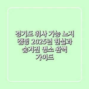 경기도 취사 가능 노지 캠핑, 2025년 현실과 숨겨진 명소 완벽 가이드
