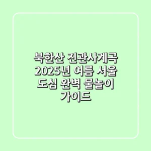 북한산 진관사계곡, 2025년 여름 서울 도심 완벽 물놀이 가이드
