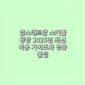 암스테르담 스키폴 공항: 2025년 최신 이용 가이드와 경유 꿀팁