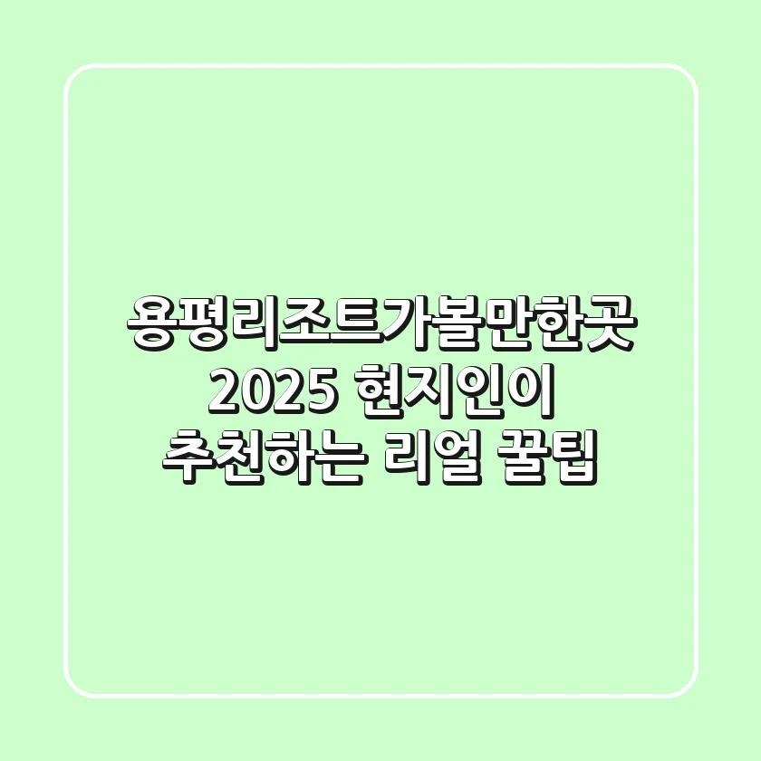 용평리조트가볼만한곳 2025: 현지인이 추천하는 리얼 꿀팁