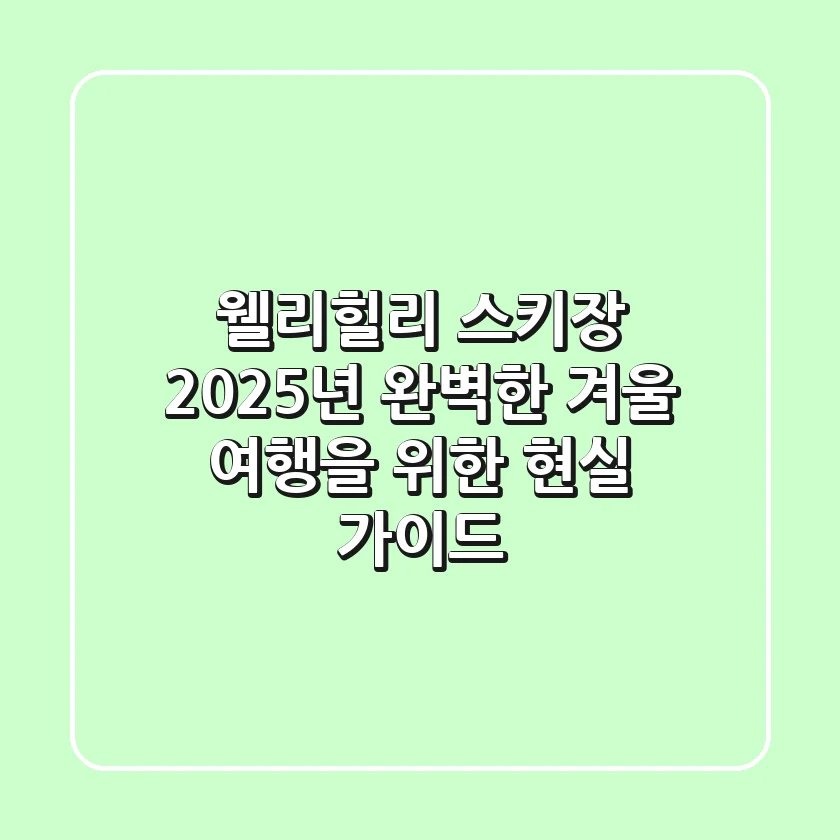 웰리힐리 스키장, 2025년 완벽한 겨울 여행을 위한 현실 가이드