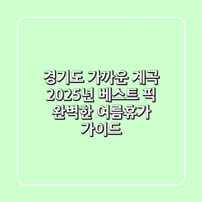 경기도 가까운 계곡, 2025년 베스트 픽! 완벽한 여름휴가 가이드