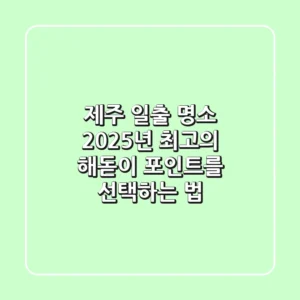 제주 일출 명소, 2025년 최고의 해돋이 포인트를 선택하는 법