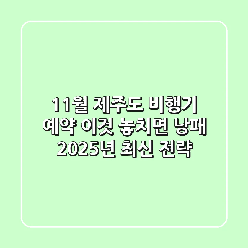 11월 제주도 비행기 예약, '이것' 놓치면 낭패! 2025년 최신 전략