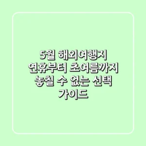 5월 해외여행지, 연휴부터 초여름까지 놓칠 수 없는 선택 가이드!