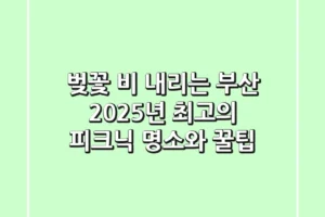 벚꽃 비 내리는 부산, 2025년 최고의 피크닉 명소와 꿀팁
