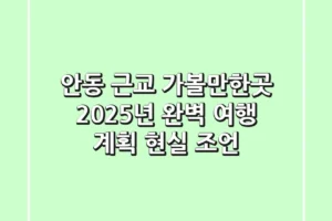 안동 근교 가볼만한곳, 2025년 완벽 여행 계획 현실 조언