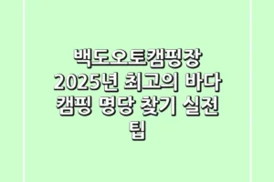 백도오토캠핑장, 2025년 최고의 바다 캠핑 명당 찾기 (실전 팁)