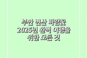 부안 변산 바람꽃: 2025년 완벽 여행을 위한 모든 것