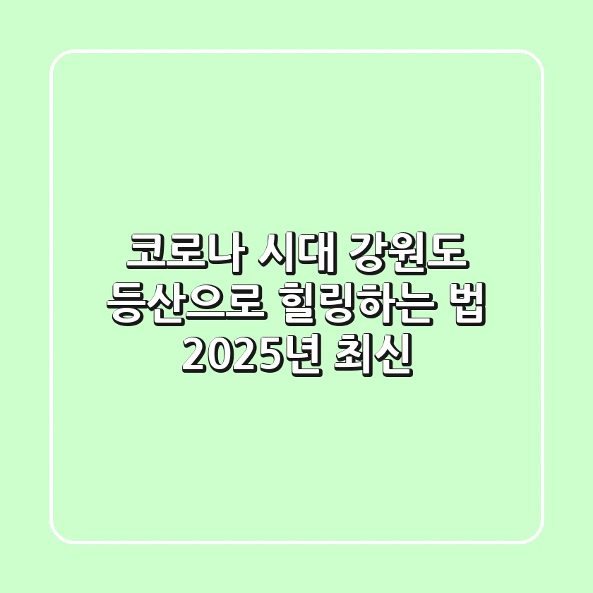 코로나 시대, 강원도 등산으로 힐링하는 법 (2025년 최신)
