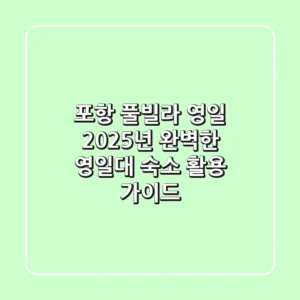 포항 풀빌라 영일, 2025년 완벽한 영일대 숙소 활용 가이드