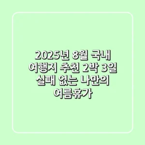 2025년 8월 국내 여행지 추천 2박 3일, 실패 없는 나만의 여름휴가!