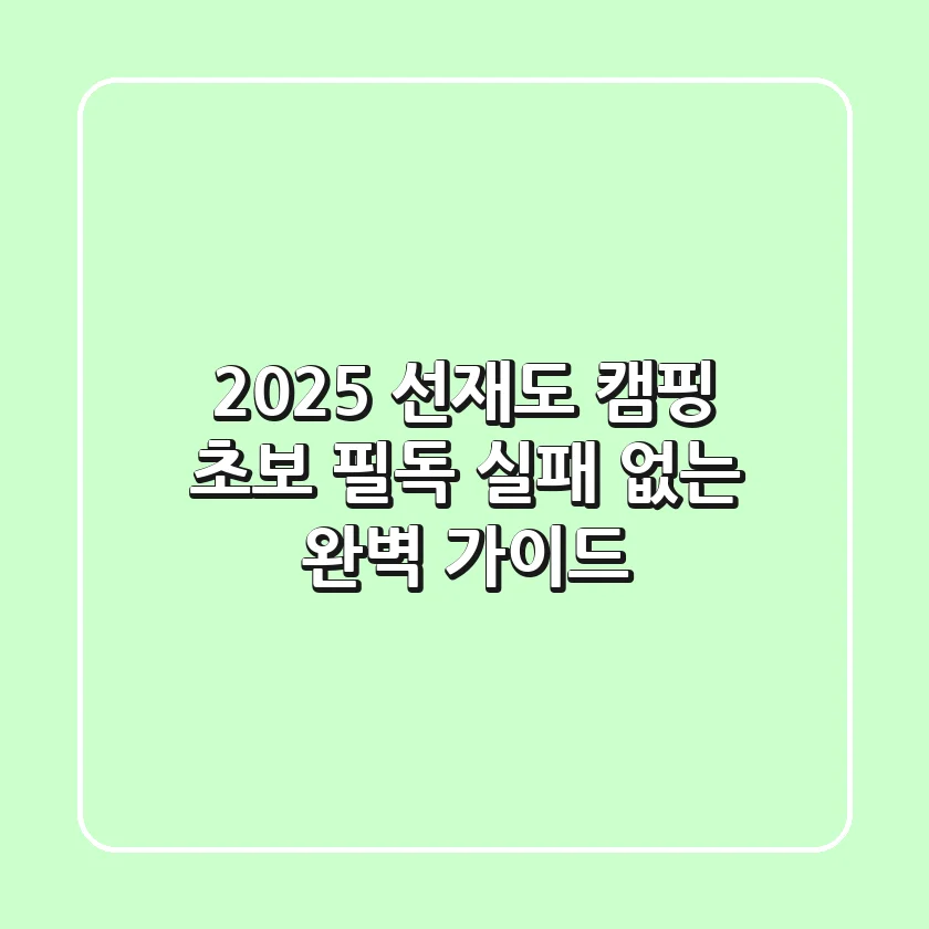 2025 선재도 캠핑 초보 필독! 실패 없는 완벽 가이드