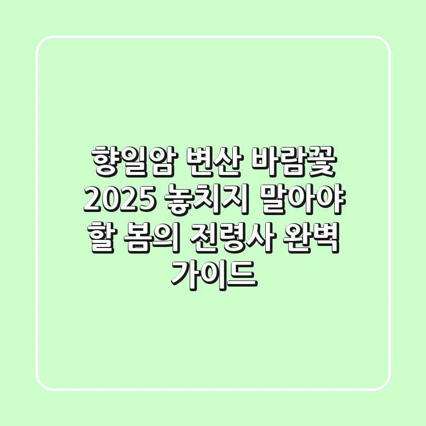 향일암 변산 바람꽃 2025: 놓치지 말아야 할 봄의 전령사 완벽 가이드