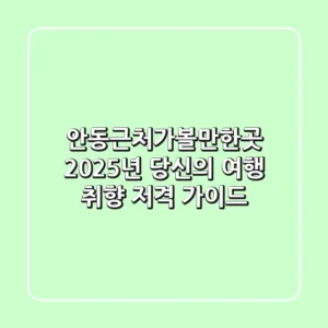 안동근처가볼만한곳, 2025년 당신의 여행 취향 저격 가이드