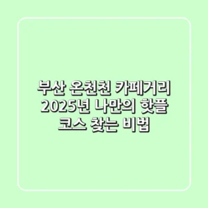 부산 온천천 카페거리 2025년, 나만의 핫플 코스 찾는 비법