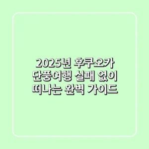 2025년 후쿠오카 단풍여행, 실패 없이 떠나는 완벽 가이드