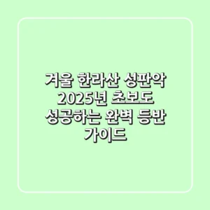 겨울 한라산 성판악: 2025년 초보도 성공하는 완벽 등반 가이드