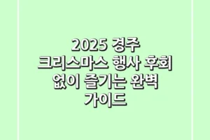 2025 경주 크리스마스 행사, 후회 없이 즐기는 완벽 가이드