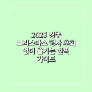 2025 경주 크리스마스 행사, 후회 없이 즐기는 완벽 가이드