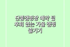 단풍캠핑장 예약 팁: 후회 없는 가을 캠핑 즐기기