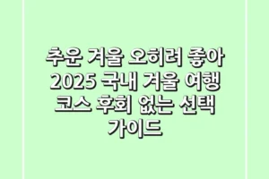 추운 겨울? 오히려 좋아! 2025 국내 겨울 여행 코스, 후회 없는 선택 가이드