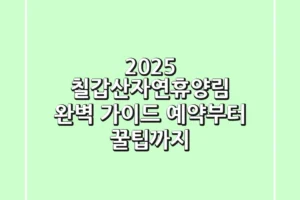 2025 칠갑산자연휴양림 완벽 가이드: 예약부터 꿀팁까지