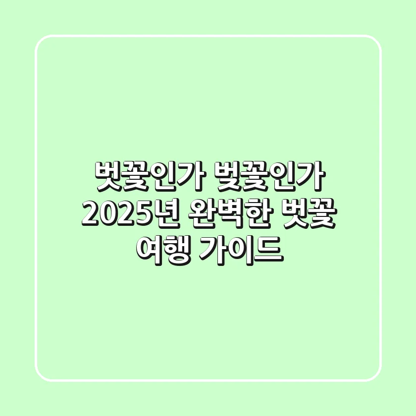 벗꽃인가 벚꽃인가? 2025년 완벽한 벗꽃 여행 가이드