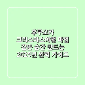 후쿠오카 크리스마스여행, 마법 같은 순간 만드는 2025년 완벽 가이드