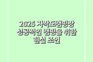2025 자작도캠핑장, 성공적인 캠핑을 위한 현실 조언