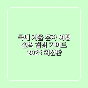 국내 겨울 혼자 여행, 완벽 힐링 가이드 (2025 최신판)