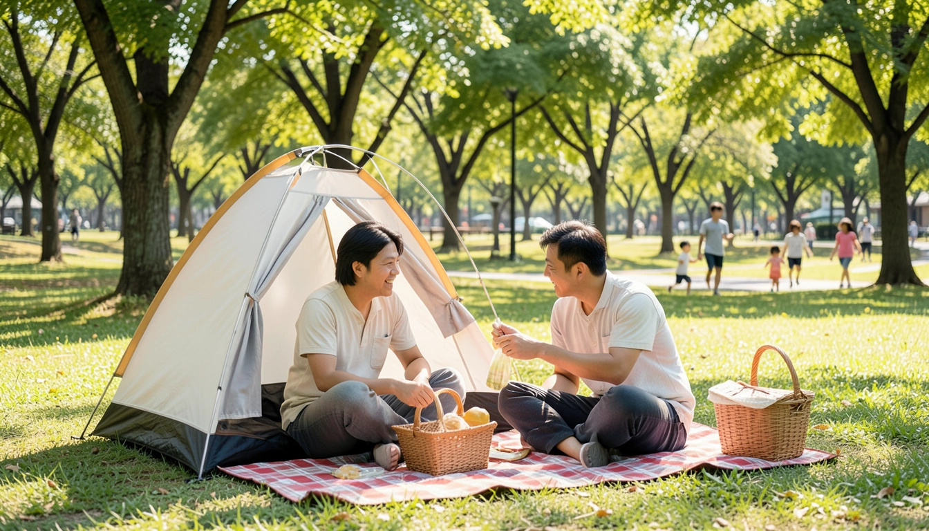 규제 없는 '당일 캠핑' 즐기기: 텐트 설치 및 바베큐장 이용