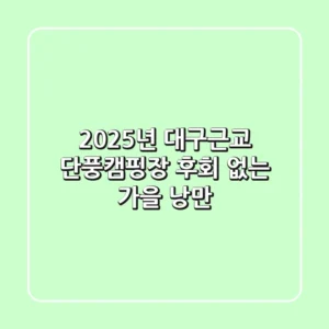 2025년 대구근교 단풍캠핑장, 후회 없는 가을 낭만!