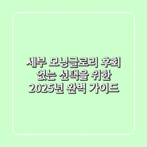 세부 모닝글로리: 후회 없는 선택을 위한 2025년 완벽 가이드