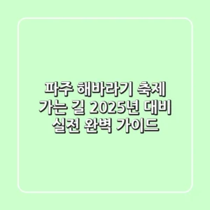 파주 해바라기 축제 가는 길, 2025년 대비 실전 완벽 가이드