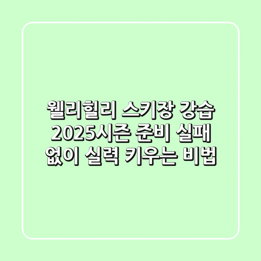 웰리힐리 스키장 강습, 2025시즌 준비! 실패 없이 실력 키우는 비법