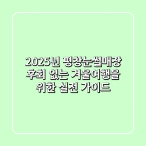 2025년 평창눈썰매장, 후회 없는 겨울여행을 위한 실전 가이드