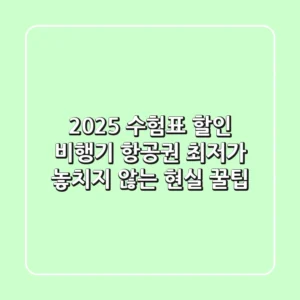 2025 수험표 할인 비행기, 항공권 최저가 놓치지 않는 현실 꿀팁