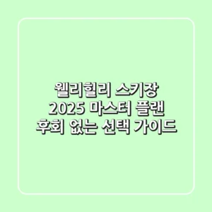 웰리힐리 스키장 2025 마스터 플랜: 후회 없는 선택 가이드