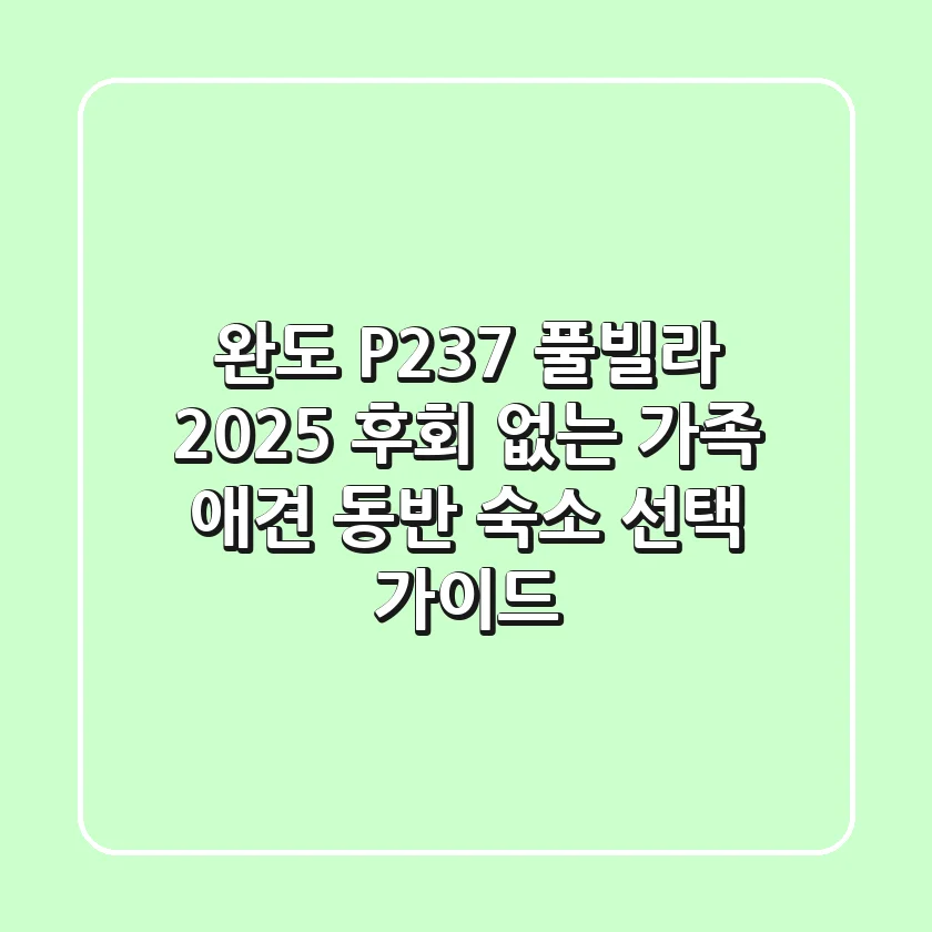 완도 P237 풀빌라 2025: 후회 없는 가족 & 애견 동반 숙소 선택 가이드