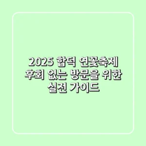 2025 합덕 연꽃축제, 후회 없는 방문을 위한 실전 가이드