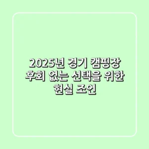 2025년 경기 캠핑장, 후회 없는 선택을 위한 현실 조언