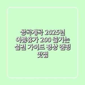 쌍곡계곡, 2025년 여름휴가 200% 즐기는 실전 가이드 (평상, 캠핑, 맛집)
