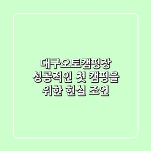 대구오토캠핑장, 성공적인 첫 캠핑을 위한 현실 조언