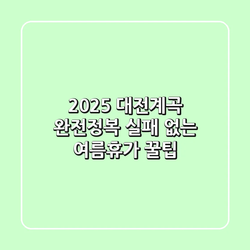 2025 대전계곡 완전정복: 실패 없는 여름휴가 꿀팁!