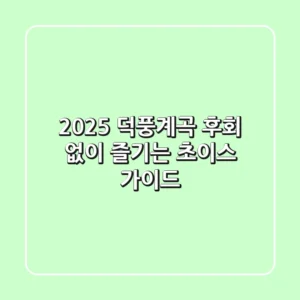 2025 덕풍계곡, 후회 없이 즐기는 초이스 가이드