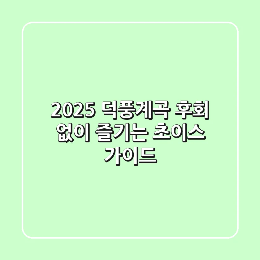 2025 덕풍계곡, 후회 없이 즐기는 초이스 가이드