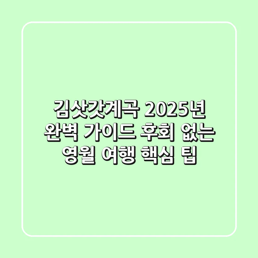 김삿갓계곡 2025년 완벽 가이드: 후회 없는 영월 여행 핵심 팁