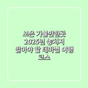 보은 가볼만한곳: 2025년 놓치지 말아야 할 테마별 여행 코스