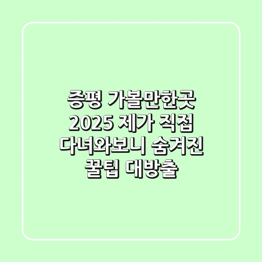 증평 가볼만한곳 2025: 제가 직접 다녀와보니… 숨겨진 꿀팁 대방출!